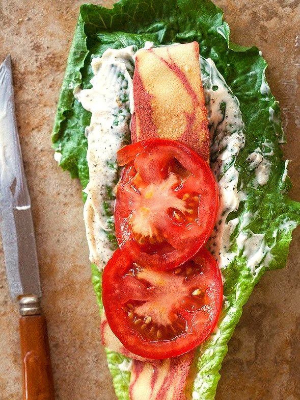 Vegetarian BLT Lettuce Wrap Sandwich